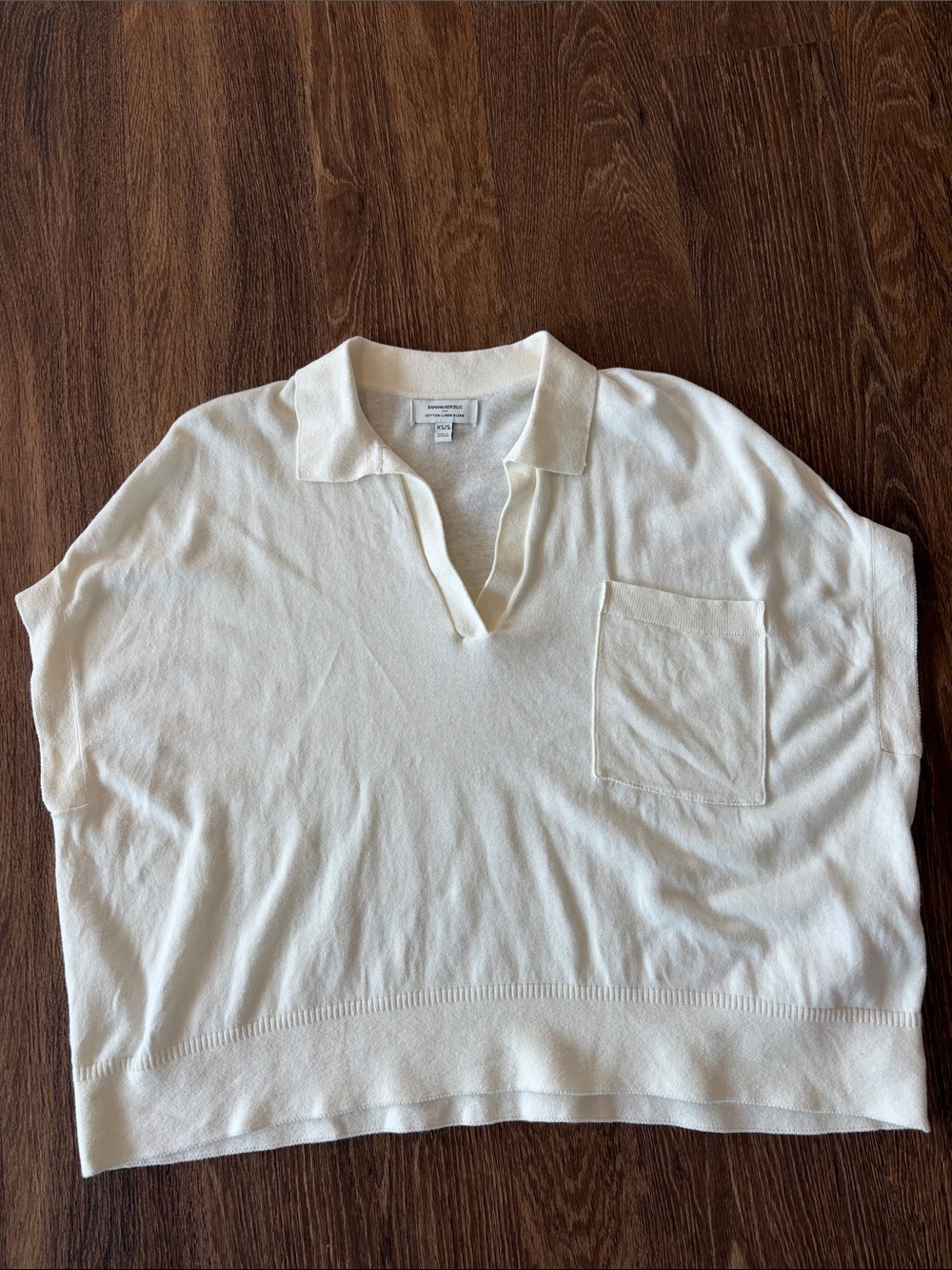 Banana Republic Cotton Linen Blend Boxy Johnny Collar Sweater, Size XS/S